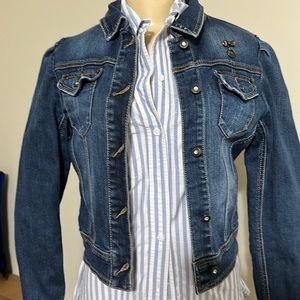 Fishbone Womens Denim Dark
Wash Jeans Jacket Size M